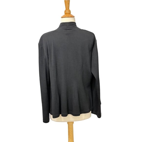 Eileen Fisher System Black 100% Wool Open Cardigan Long Sleeve Drapey Size M - Picture 4 of 10